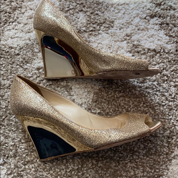 Used Jimmy Choo Gold Wedges - Picture 3 of 6